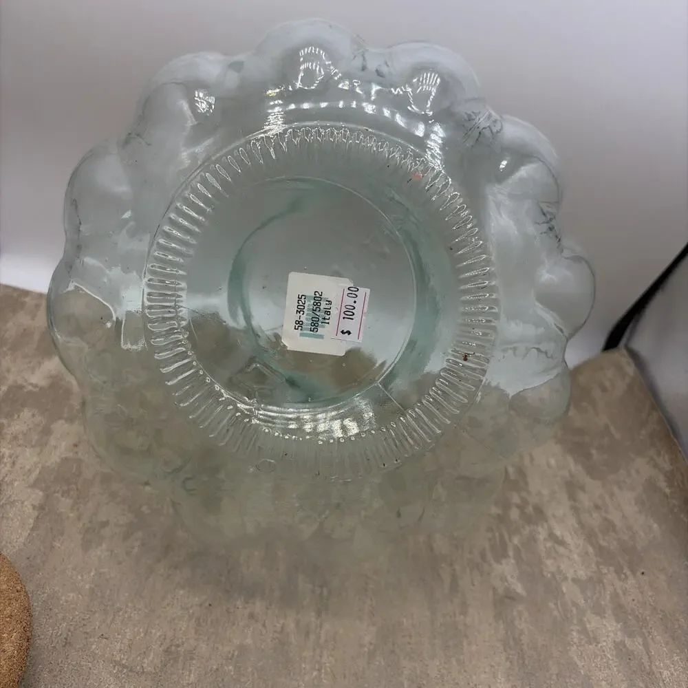 Pier 1 Green Glass Pumpkin Shaped Pasta Jar w/ Lid 11